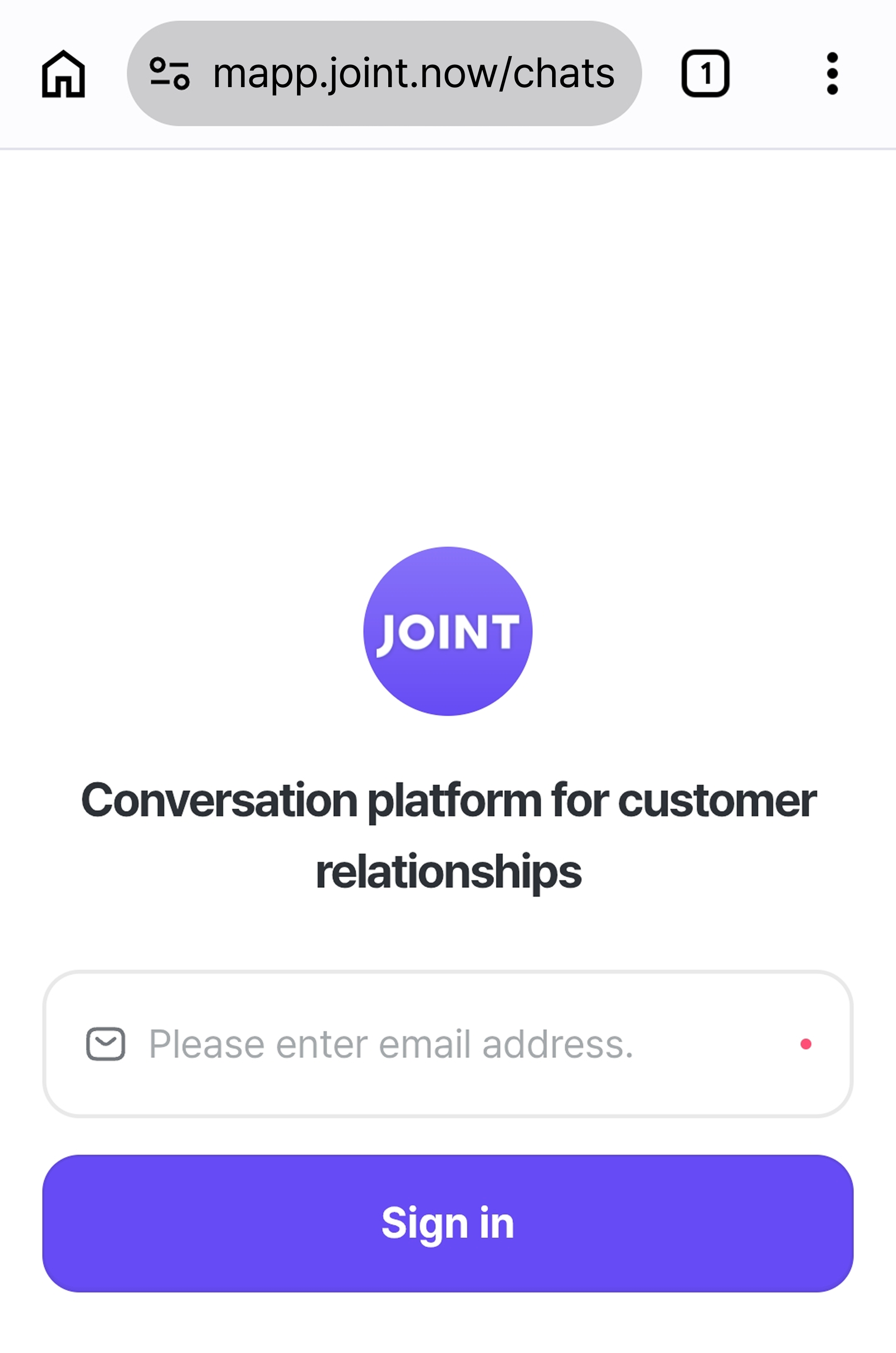 Opening mobile Joint in Chrome.