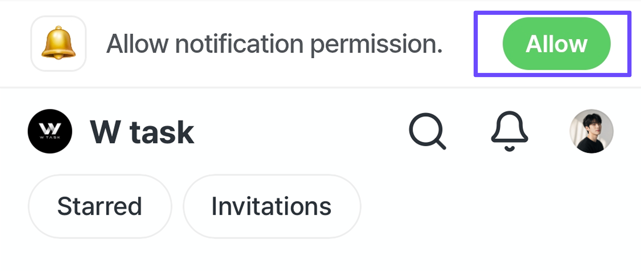 Launching the app and allowing notifications.
