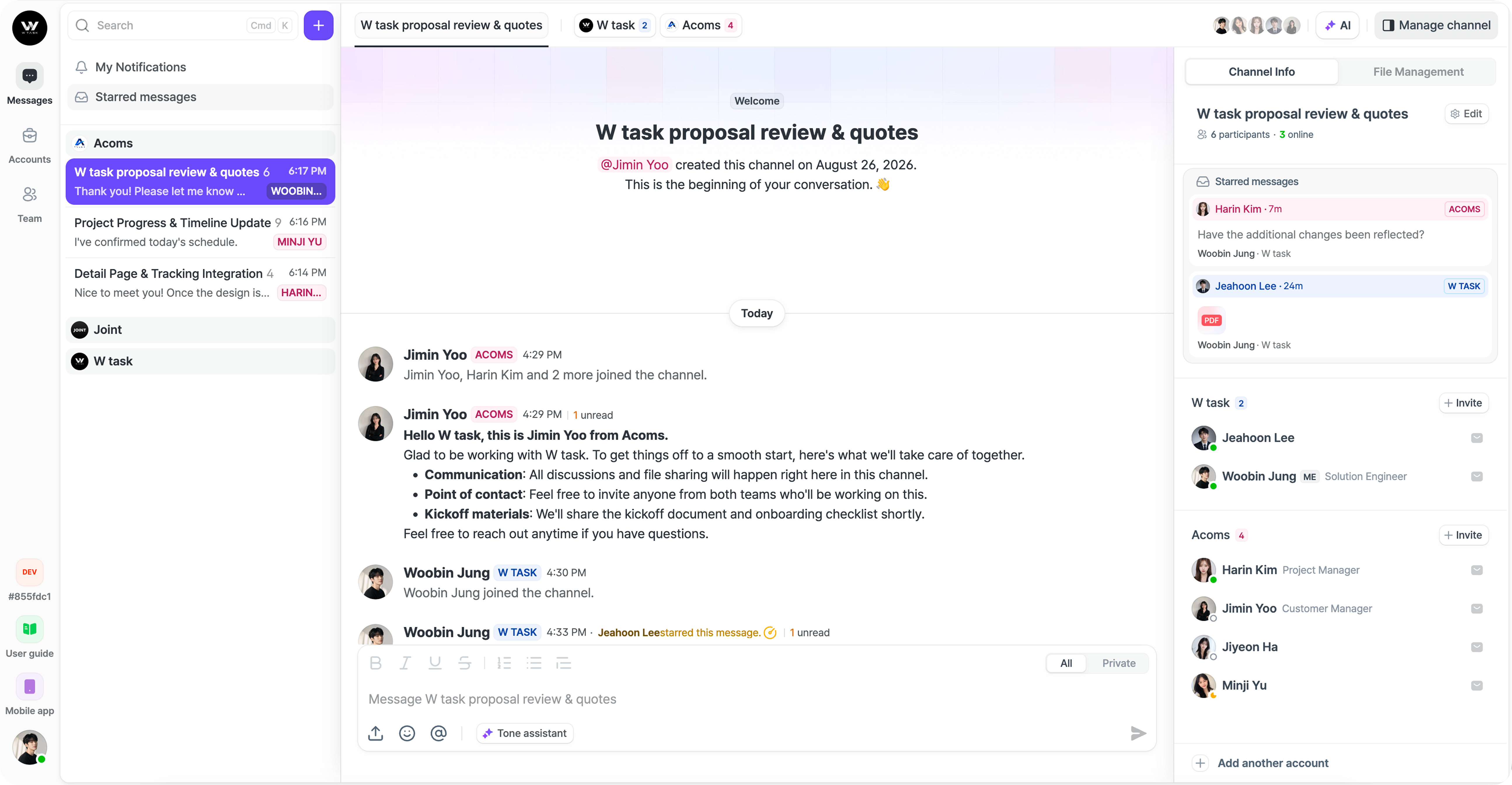 The Starred messages menu in the left rail.