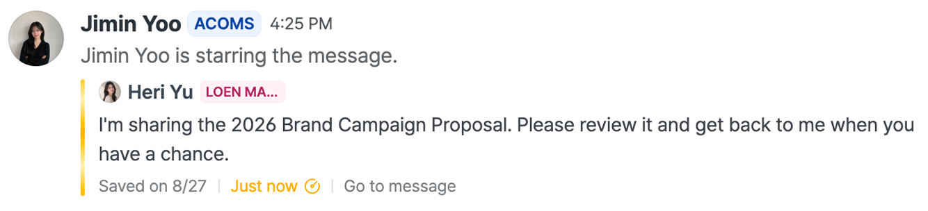 A notification that a message was starred.
